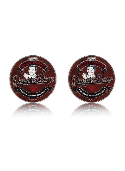 Dapper Dan Deluxe Pomade, Medium Hold Medium Shine Hair Pomade for Men, Versatile and Flexible Water Based Pomade, for a Professional Look, 2 x 100ml