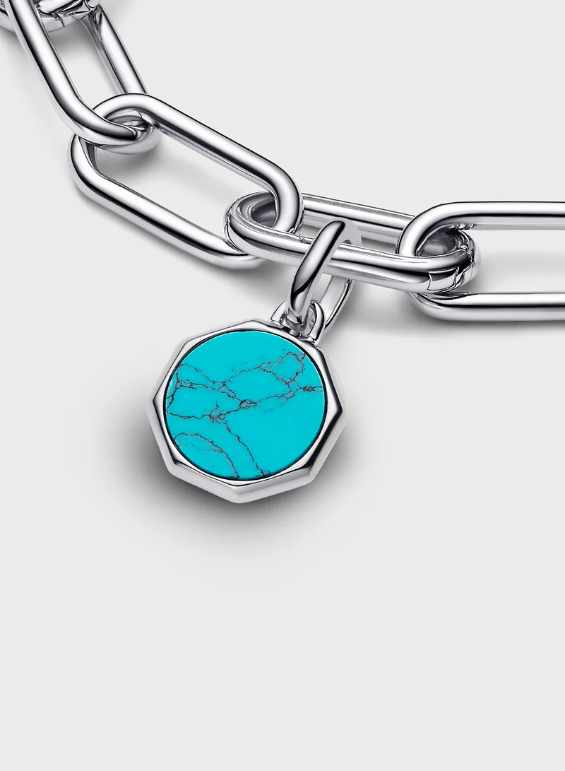 باندورا Engravable Octagonal Sterling Silver Mini Medallio