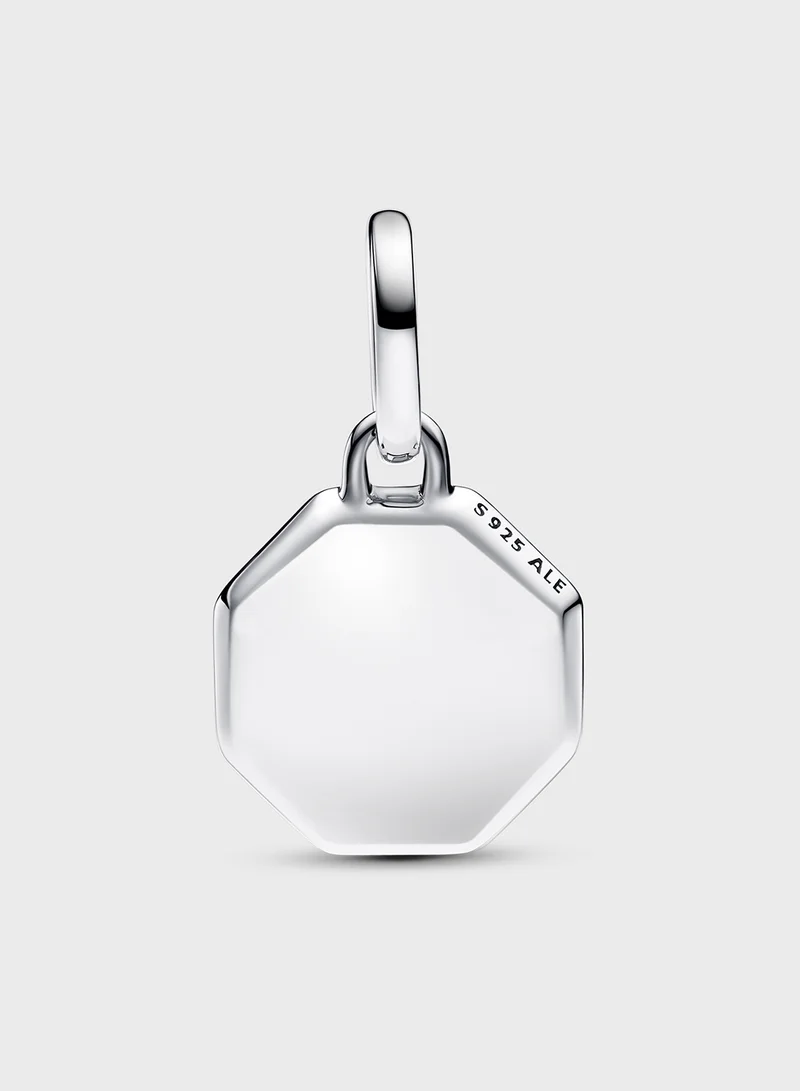 باندورا Engravable Octagonal Sterling Silver Mini Medallio