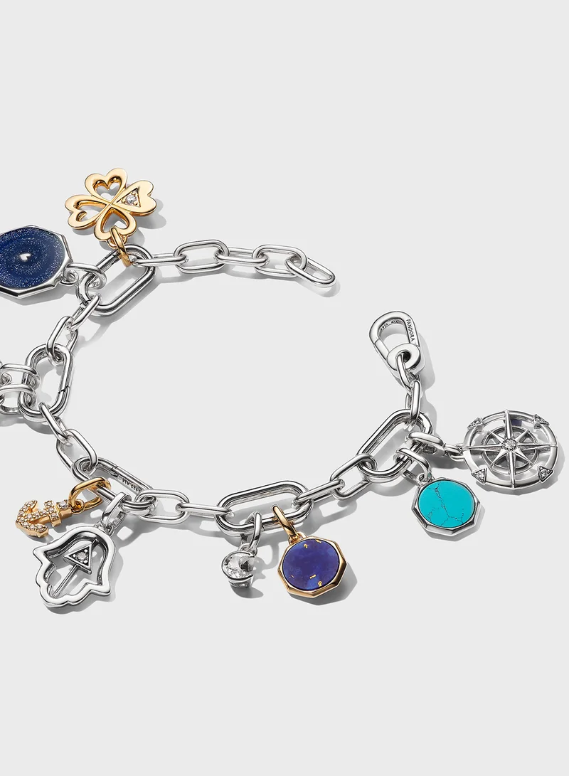 باندورا Engravable Octagonal Sterling Silver Mini Medallio