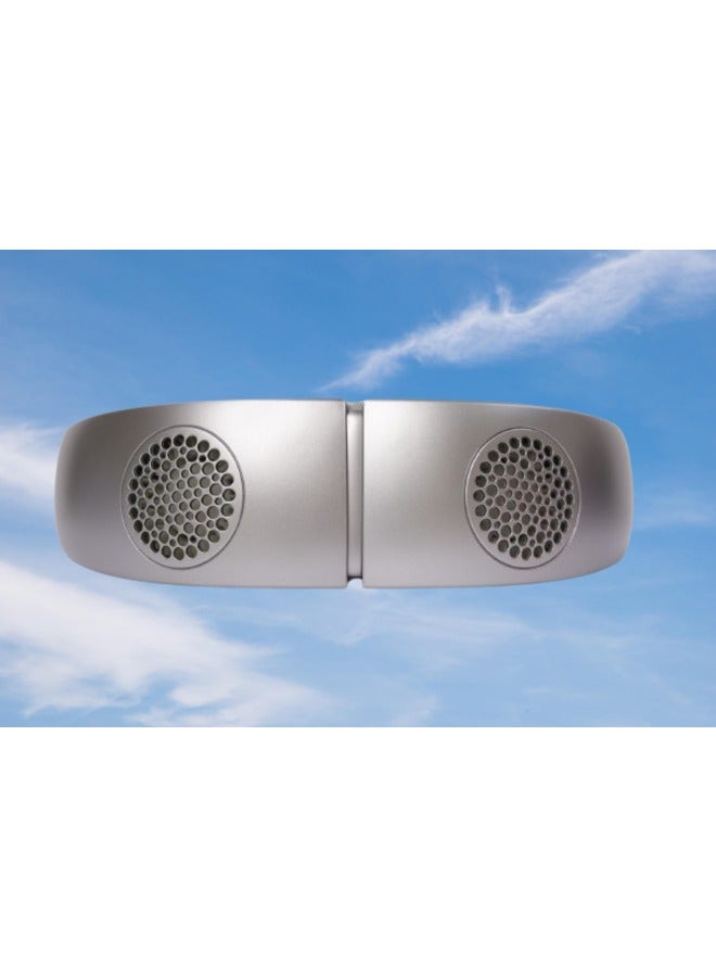 روتاكو مروحة معلقة للرقبة من Rtako Ice Breeze، 48 منفذًا للرياح، 60 شفرة مروحة توربينية مزدوجة، محمولة، بدون شفرات، بدون استخدام اليدين، أزرق - Image 4