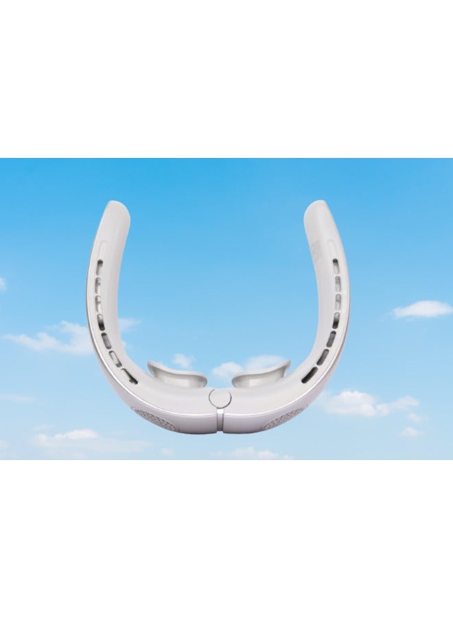 روتاكو مروحة معلقة للرقبة من Rtako Ice Breeze، 48 منفذًا للرياح، 60 شفرة مروحة توربينية مزدوجة، محمولة، بدون شفرات، بدون استخدام اليدين، أزرق - Image 5