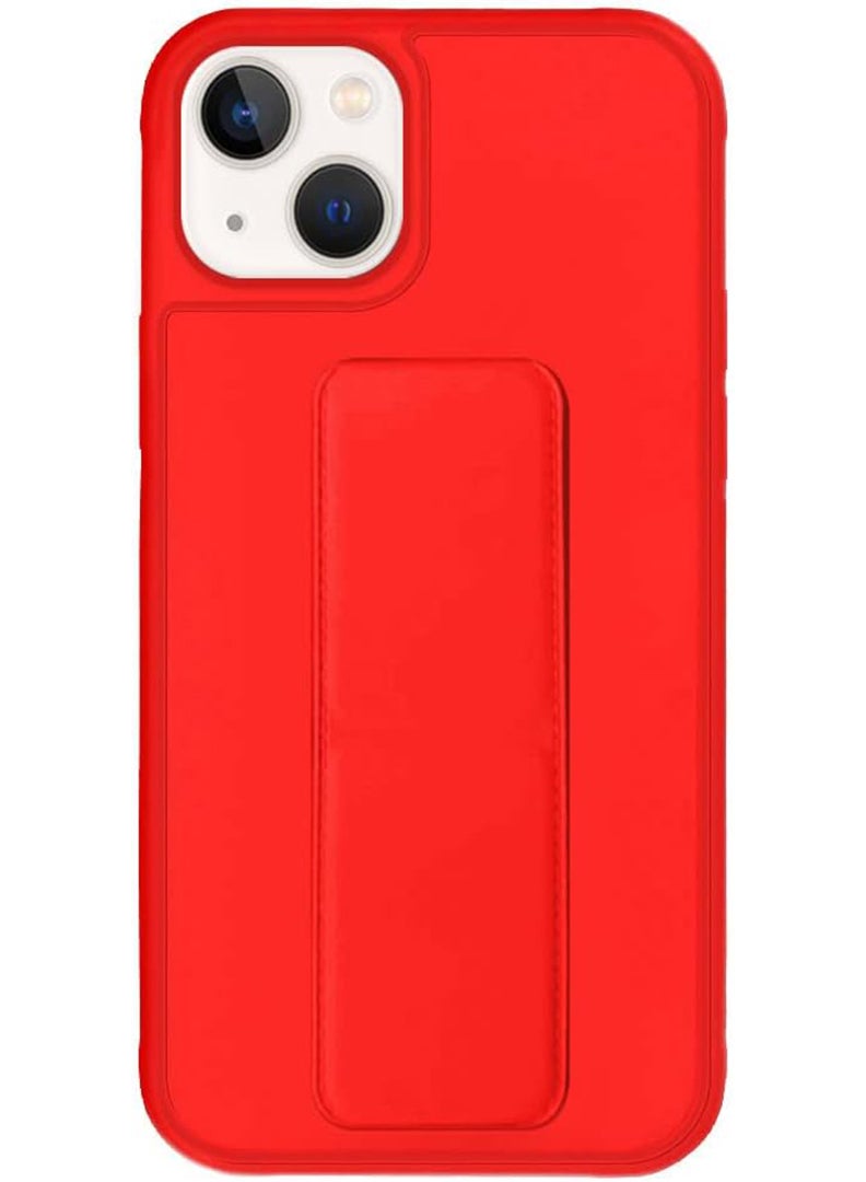 Case Up Compatible with Apple iPhone 14 Plus Case with Magnetic Stand & Holder, Premium Silicone Finger Grip Strap Holder Case Car Mount Kickstand Cover- Red - Image 5