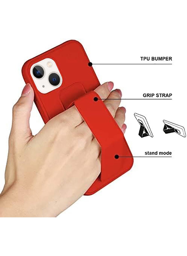 Case Up Compatible with Apple iPhone 14 Plus Case with Magnetic Stand & Holder, Premium Silicone Finger Grip Strap Holder Case Car Mount Kickstand Cover- Red - Image 4