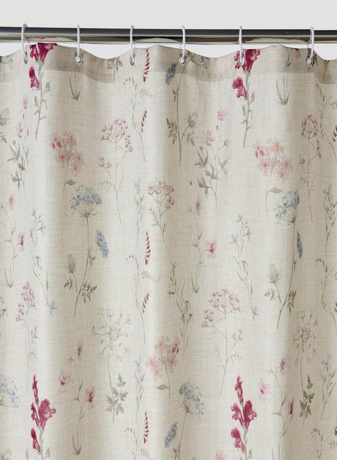 RoomTalks Boho Floral Shower Curtain 78'' Long- Premium Quality Heavy Duty, Modern Farmhouse Cute Flowers Vintage Chic Textured Linen Shower Curtain Set Cottage Botanical Bathroom Decor - Image 4