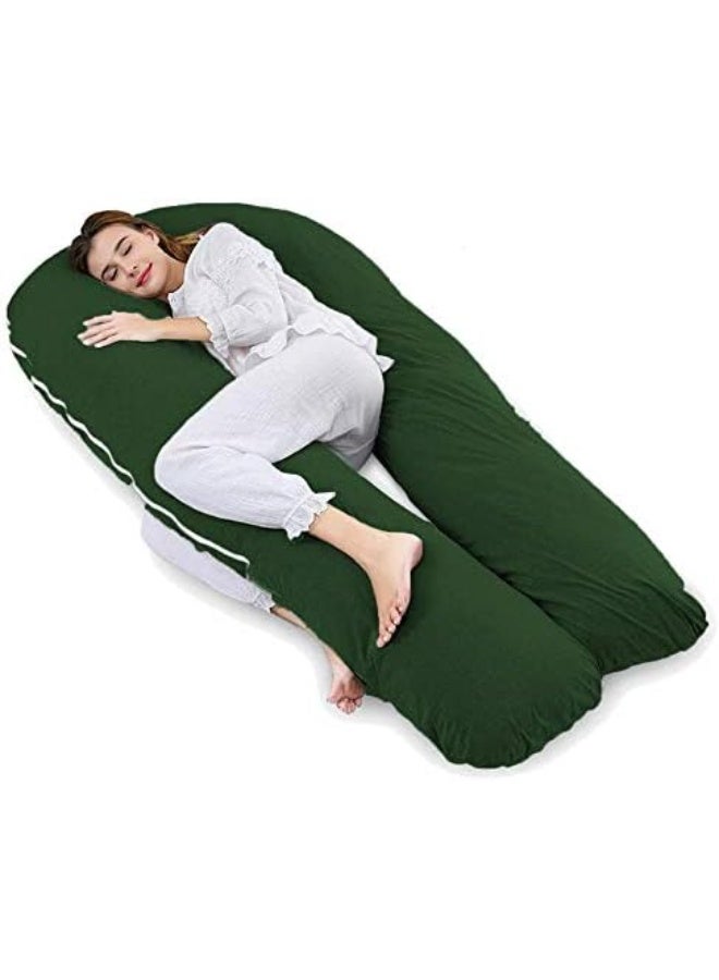 Extra Long Pregnancy Body Pillow 65 Inch U-Shaped Full Body Support Cushion with Cotton Zippered Cover for Comfortable Sleep and Maternity Use - Image 1
