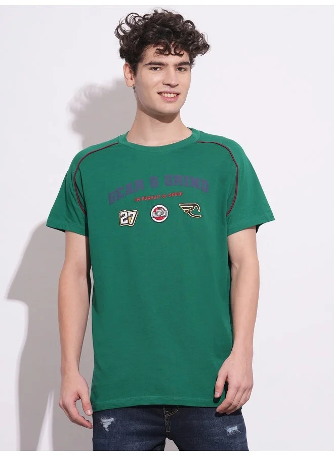 بيينغ هيومان Mens Green Lake Round Neck Short Sleeve T-Shirt