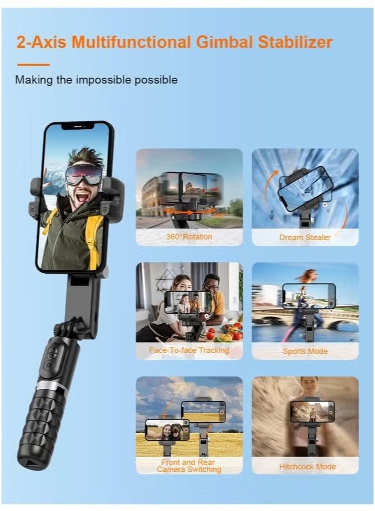 Selfie Stick Gimbal Stabilizer for Smartphone, 2-Axis Auto Face Tracking Selfie Stick with Tripod,360°Rotation with Remote for Android and iPhone,Ideal for Vlogging, YouTube, TikTok Video Recording - Image 3
