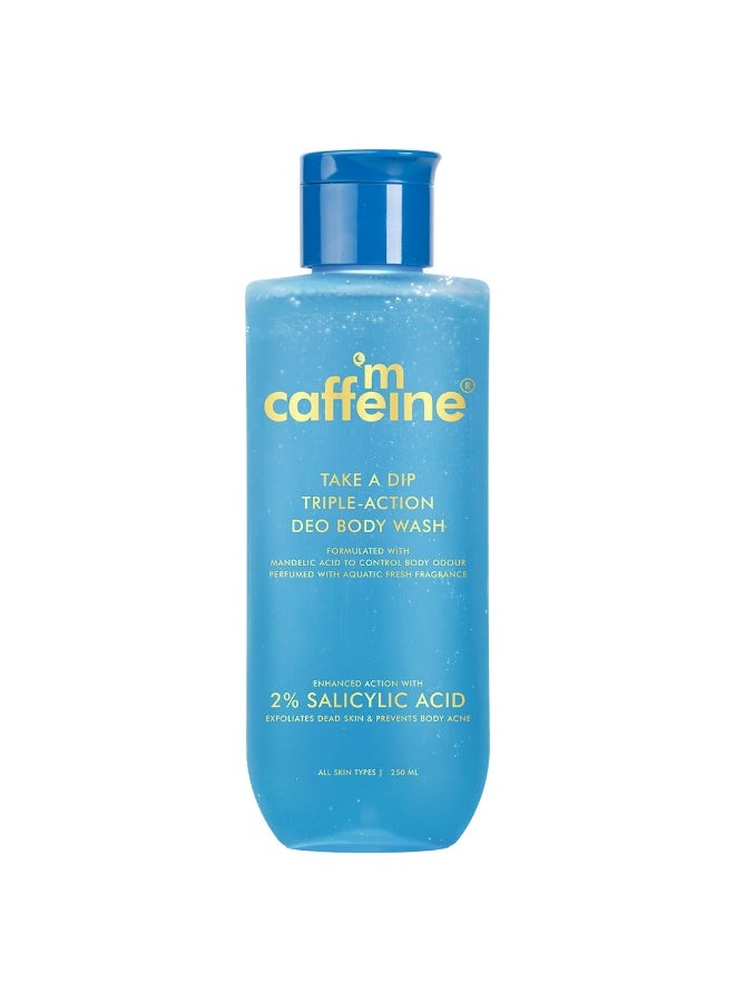 mCaffeine 2% Salicylic acid , 3-in-1 Perfume Body Wash - Odour Control, & Long Lasting Aqua Fresh Fragrance | Exfoliates & Smoothens Skin | Prevents Body Acne | Mandelic Acid | For Men & Women (250 ml) - Image 1