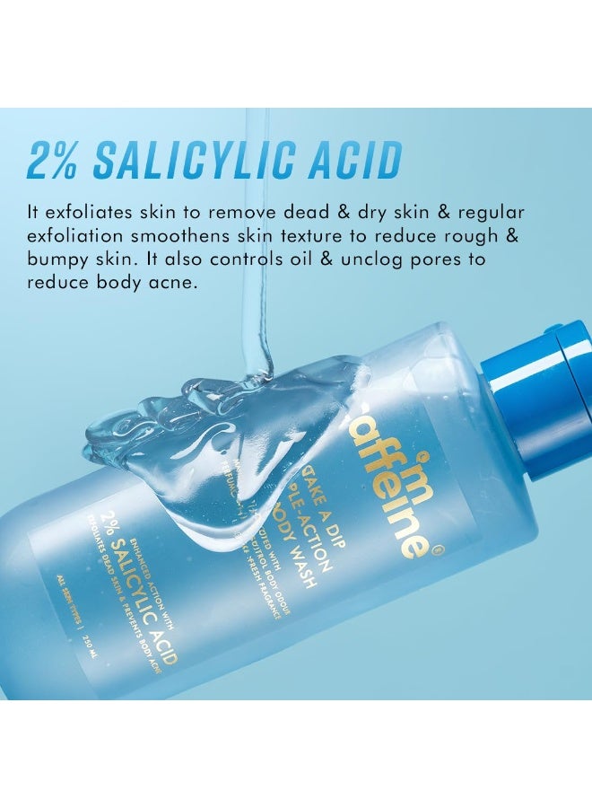 mCaffeine 2% Salicylic acid , 3-in-1 Perfume Body Wash - Odour Control, & Long Lasting Aqua Fresh Fragrance | Exfoliates & Smoothens Skin | Prevents Body Acne | Mandelic Acid | For Men & Women (250 ml) - Image 3