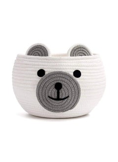 TRIVAK WITH DEVICE TRIVAK Cute Baby Bear Cotton Rope Basket Woven Storage Basket Baby Laundry Basket Nursery Organizers and Storage Baby Hamper Kids Basket Toy Bin Baby Gift Basket Medium White  - Image 1