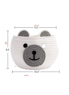 TRIVAK WITH DEVICE TRIVAK Cute Baby Bear Cotton Rope Basket Woven Storage Basket Baby Laundry Basket Nursery Organizers and Storage Baby Hamper Kids Basket Toy Bin Baby Gift Basket Medium White  - Image 2