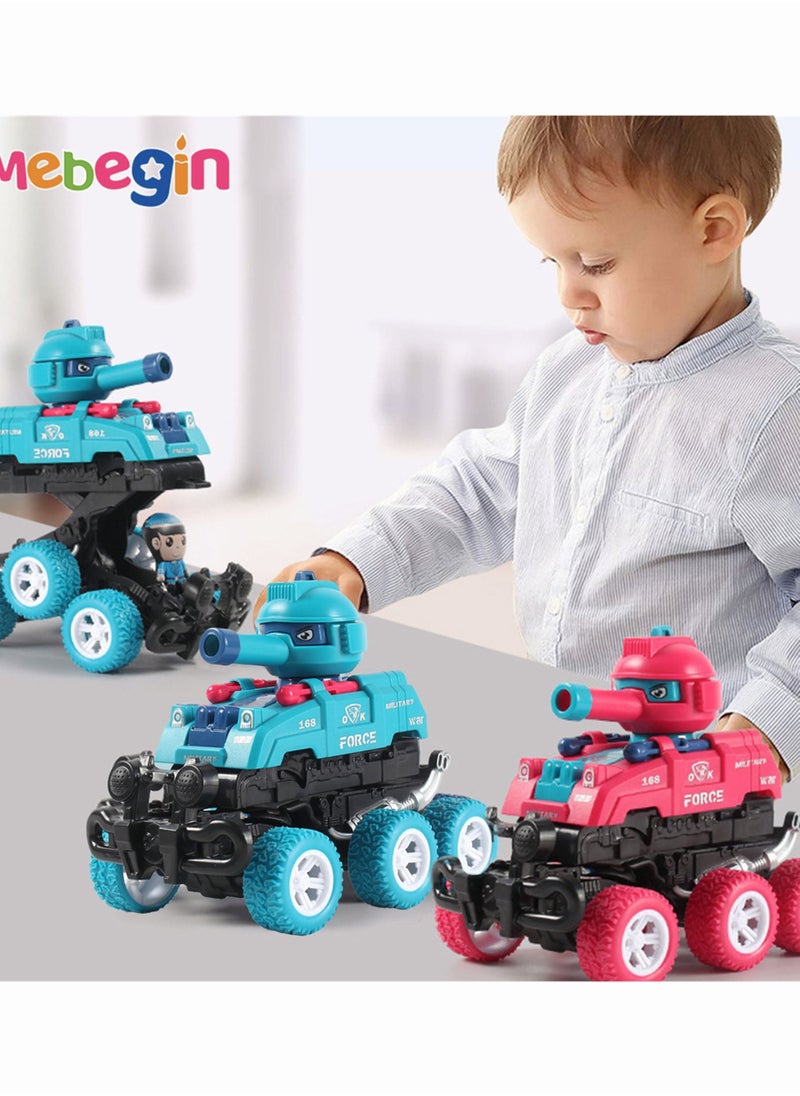 MEBEGIN - Inertial Transforming Tanks,MEBEGIN Dinosaur Toys,2 In 1 Transforming Dinosaur Car,Switch And Go Race Car ,Automatic Transform Dinosaur Car ,Tank Car Inertial Off-road Vehicle - Image 1