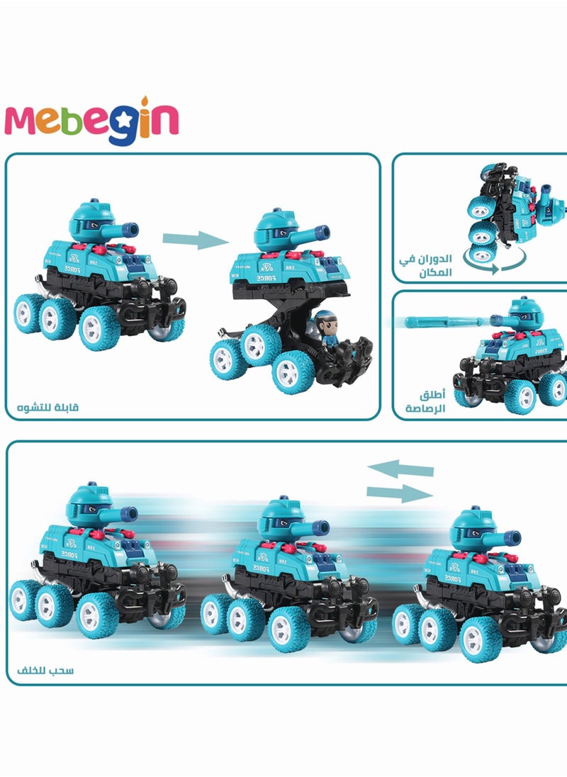 MEBEGIN - Inertial Transforming Tanks,MEBEGIN Dinosaur Toys,2 In 1 Transforming Dinosaur Car,Switch And Go Race Car ,Automatic Transform Dinosaur Car ,Tank Car Inertial Off-road Vehicle - Image 1