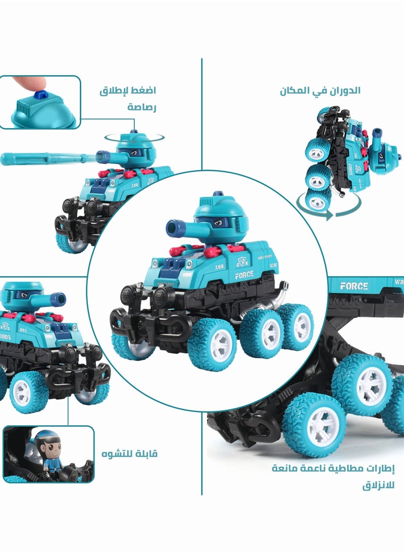 MEBEGIN - Inertial Transforming Tanks,MEBEGIN Dinosaur Toys,2 In 1 Transforming Dinosaur Car,Switch And Go Race Car ,Automatic Transform Dinosaur Car ,Tank Car Inertial Off-road Vehicle - Image 1