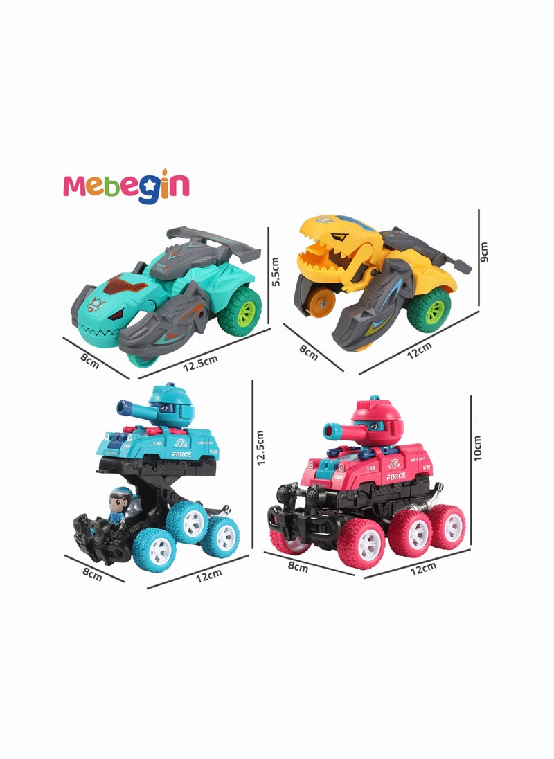 MEBEGIN - Inertial Transforming Tanks,MEBEGIN Dinosaur Toys,2 In 1 Transforming Dinosaur Car,Switch And Go Race Car ,Automatic Transform Dinosaur Car ,Tank Car Inertial Off-road Vehicle - Image 1