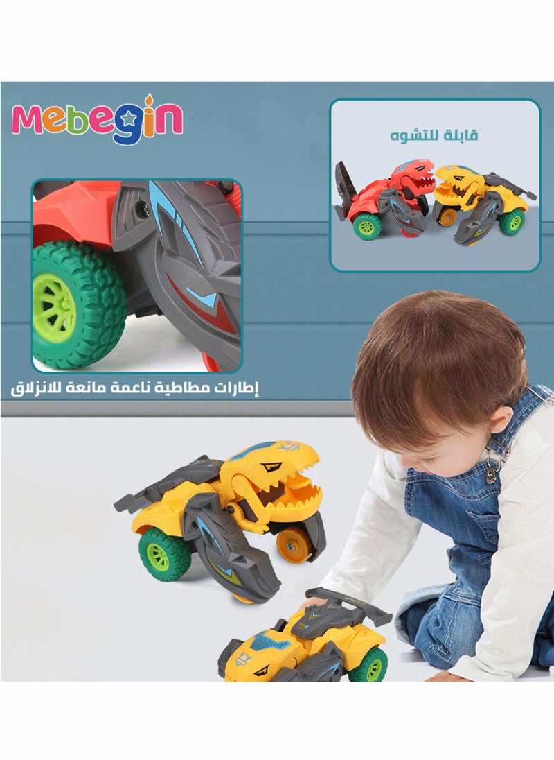 MEBEGIN - Inertial Transforming Tanks,MEBEGIN Dinosaur Toys,2 In 1 Transforming Dinosaur Car,Switch And Go Race Car ,Automatic Transform Dinosaur Car ,Tank Car Inertial Off-road Vehicle - Image 1