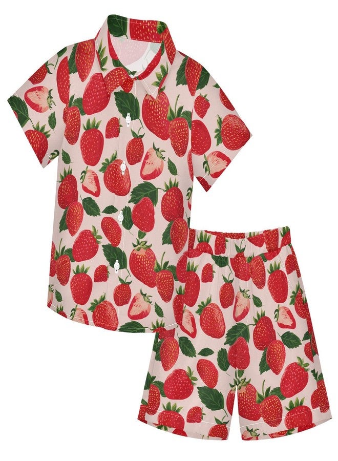 Boccsty Exotic Fruit Red Strawberry Boy Summer Shorts Sets Hawaiian Toddler Boys T-Shirt & Pants 2 Pcs 4T - Image 1