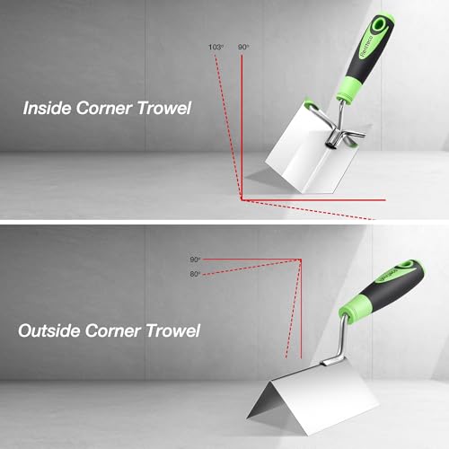 Reniteco 2 PCS Drywall Corner Tool Set, Stainless Steel Sheetrock External Corner Trowel & Internal Corner Trowel，5'' & 3.94'' Outside Corner Knife and Inside Corner Knife, with Hanging Hole - Image 4