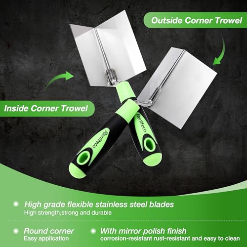 Reniteco 2 PCS Drywall Corner Tool Set, Stainless Steel Sheetrock External Corner Trowel & Internal Corner Trowel，5'' & 3.94'' Outside Corner Knife and Inside Corner Knife, with Hanging Hole - Image 3