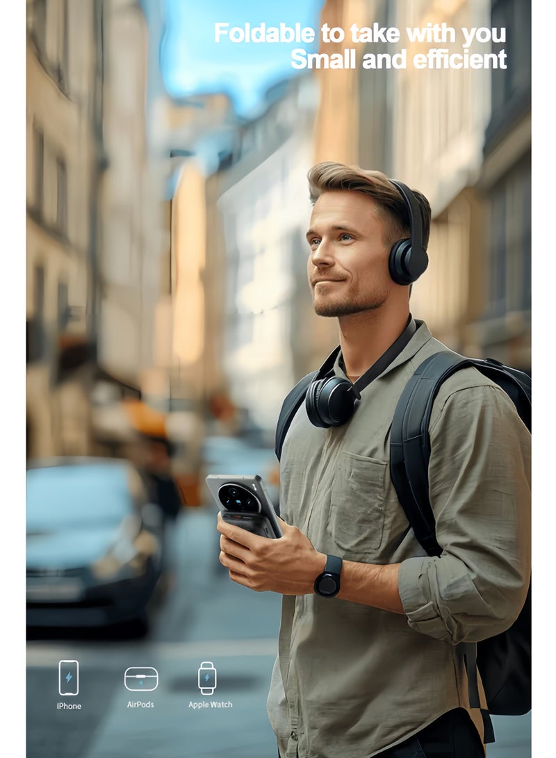 آيربوت بنك طاقة لاسلكي مغناطيسي 3 في 1 من Airbot بسعة 10000 مللي أمبير في الساعة، للهواتف الذكية التي تدعم الشحن اللاسلكي وiWatch، كما يدعم الشحن السلكي، ويعمل أيضًا كحامل، وبنك طاقة محمول للسفر وفي أي مكان - Image 4