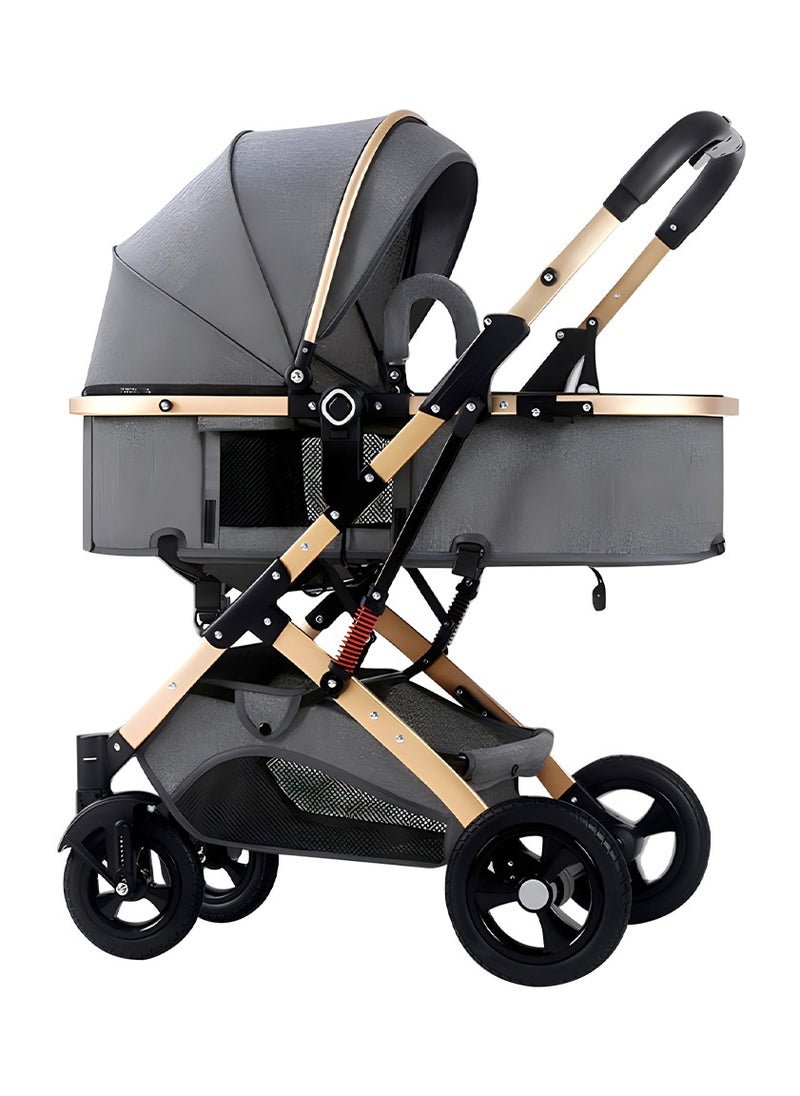 Cool Baby - Baby Stroller with Canopy Infant Stroller with Reversible Seat with Rubber Wheel and Good Shock absorption (Gray) - Image 1