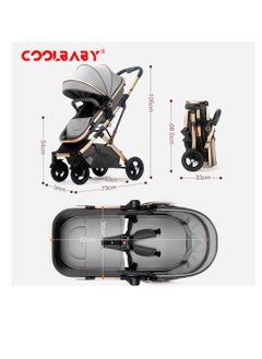 Cool Baby Baby Stroller with Canopy Infant Stroller with Reversible Seat with Rubber Wheel and Good Shock absorption (Gray)  - Image 3
