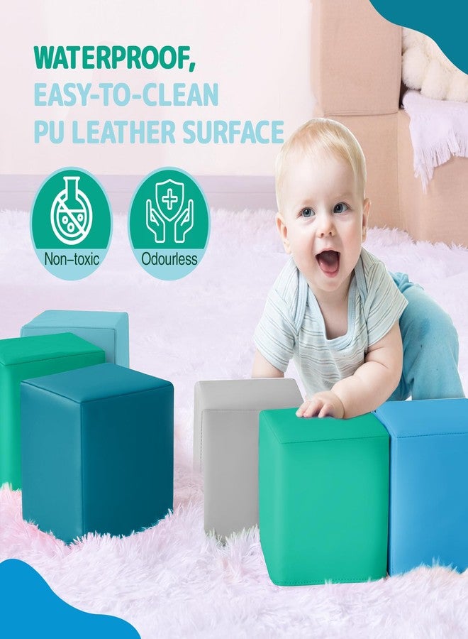 Hoohtoot Foam Building Blocks for Kids: 12-Pieces PU Leather Colorful Foam Blocks - Building Toys for Toddler - Giant Stacking Blocks Toys - Soft Indoor Playset for Birthday Gift Preschool Learning (Modern) - Image 4