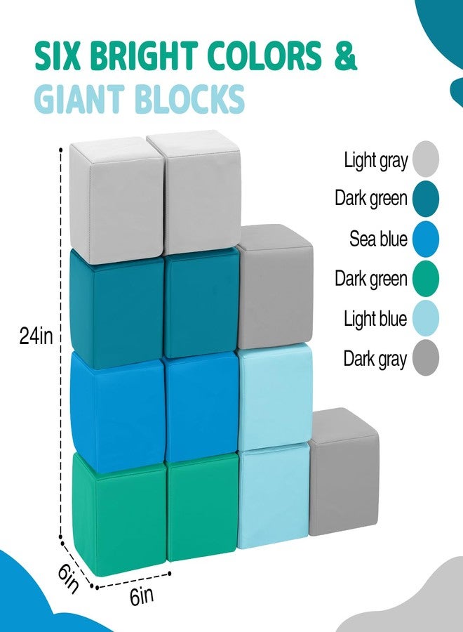 Hoohtoot Foam Building Blocks for Kids: 12-Pieces PU Leather Colorful Foam Blocks - Building Toys for Toddler - Giant Stacking Blocks Toys - Soft Indoor Playset for Birthday Gift Preschool Learning (Modern) - Image 2