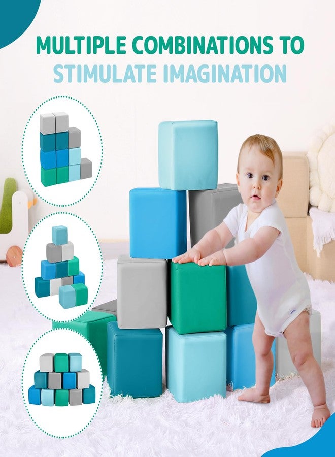 Hoohtoot Foam Building Blocks for Kids: 12-Pieces PU Leather Colorful Foam Blocks - Building Toys for Toddler - Giant Stacking Blocks Toys - Soft Indoor Playset for Birthday Gift Preschool Learning (Modern) - Image 5