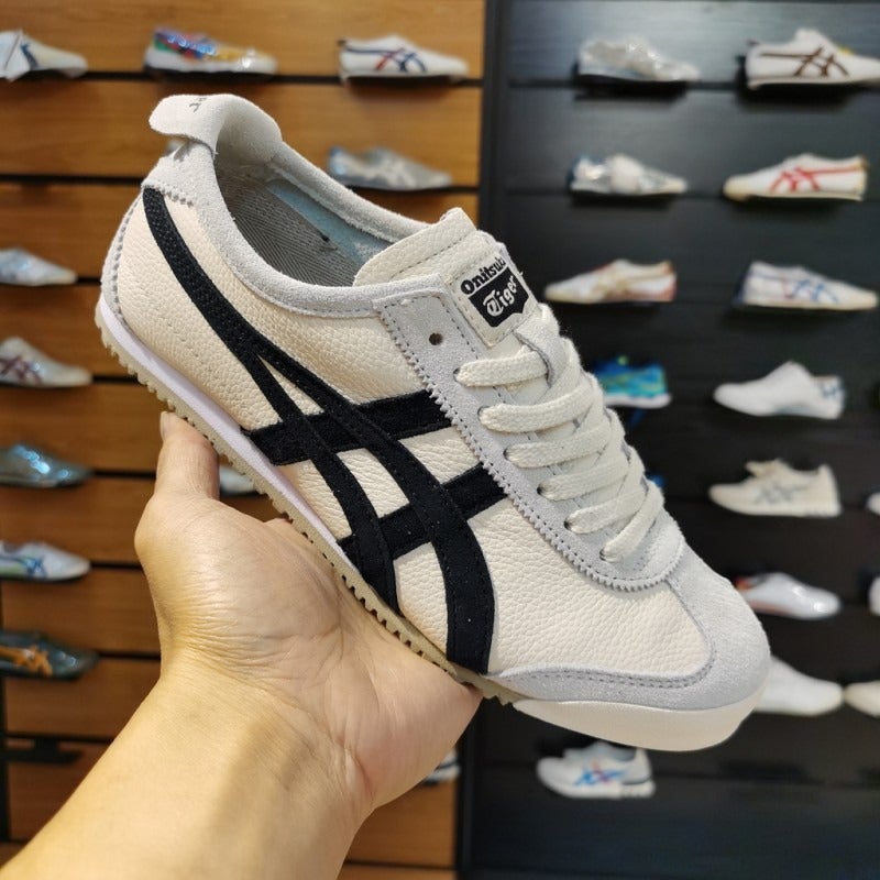 أونيتسوكا تايجر جلد طبيعي من الطبقة الأولى أحذية Onitsuka Tiger T-Toe سلسلة Mexic66 كلاسيكية رجعية للأزواج - Image 1