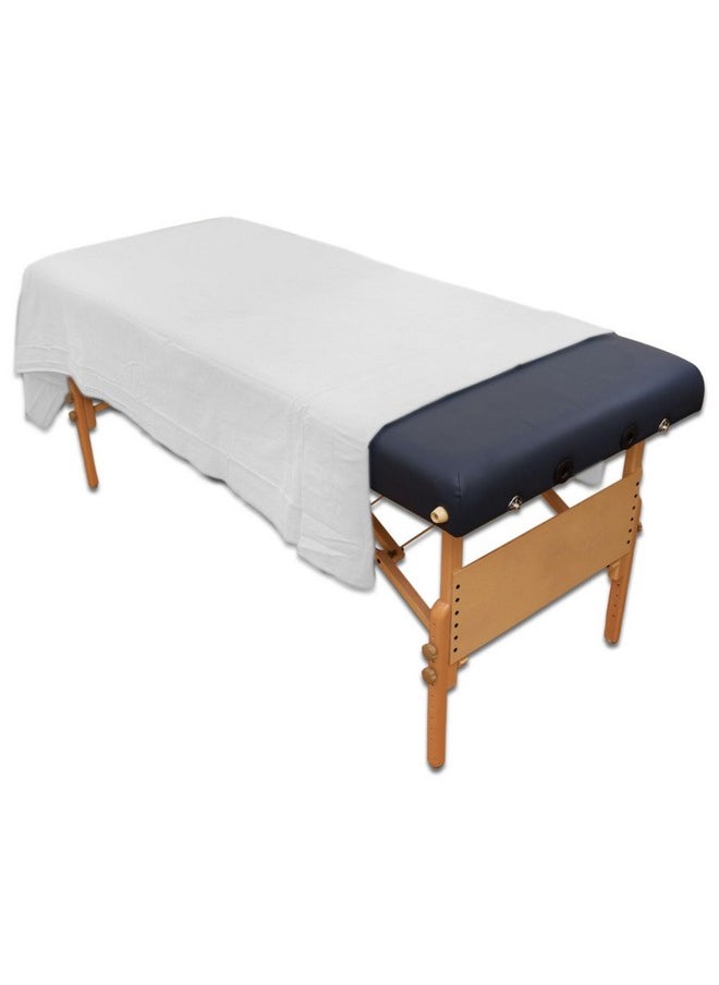 Body Linen - Flannel Flat Massage Table Sheet - White - 61X100 Inches - 100% Cotton - Image 1