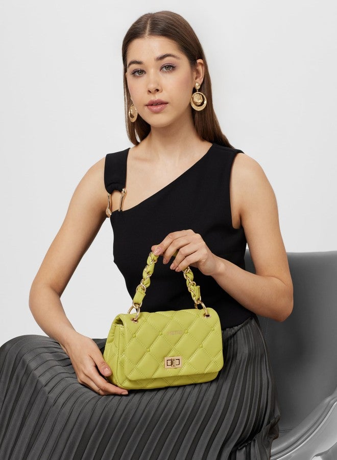 Metro Women's Adults Sling Light-Green Faux Leather with Fabric Lining Casual bag with Lock closure(66-131) - Image 2