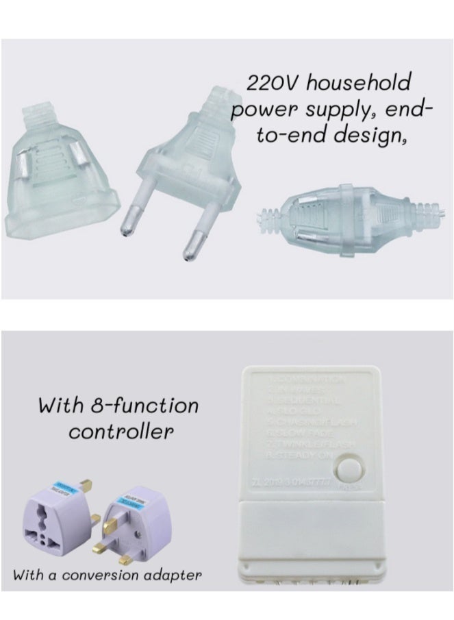 ARUWA Warm White Star Icicle Lights Clear Curtain Fairy String Lights, Connectable, 8 Modes with Timer & Memory, Waterproof for Ramadan/Party/Wedding Indoor Outdoor Decor - Image 4