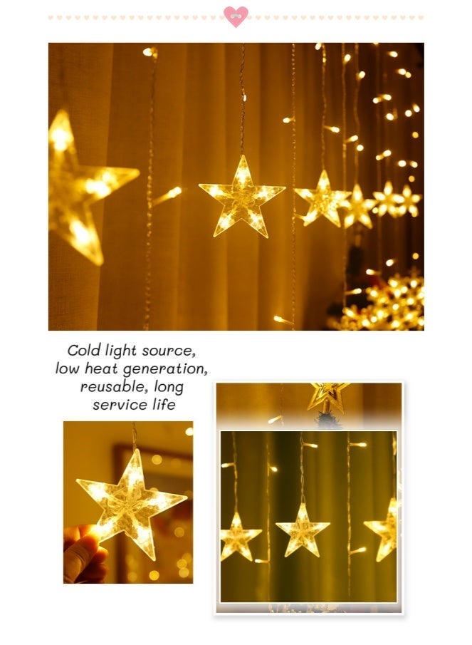 ARUWA Warm White Star Icicle Lights Clear Curtain Fairy String Lights, Connectable, 8 Modes with Timer & Memory, Waterproof for Ramadan/Party/Wedding Indoor Outdoor Decor - Image 3