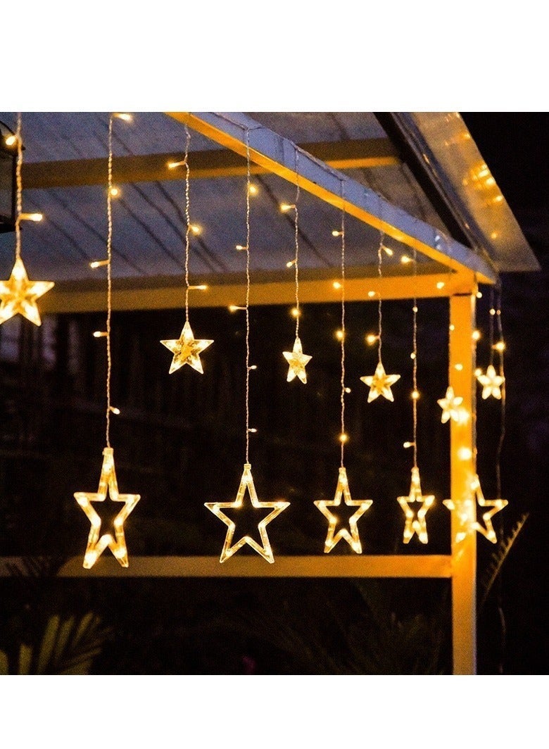 ARUWA Warm White Star Icicle Lights Clear Curtain Fairy String Lights, Connectable, 8 Modes with Timer & Memory, Waterproof for Ramadan/Party/Wedding Indoor Outdoor Decor - Image 5