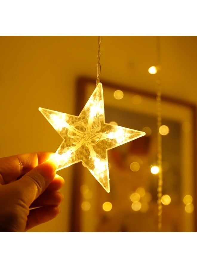 ARUWA Warm White Star Icicle Lights Clear Curtain Fairy String Lights, Connectable, 8 Modes with Timer & Memory, Waterproof for Ramadan/Party/Wedding Indoor Outdoor Decor - Image 2