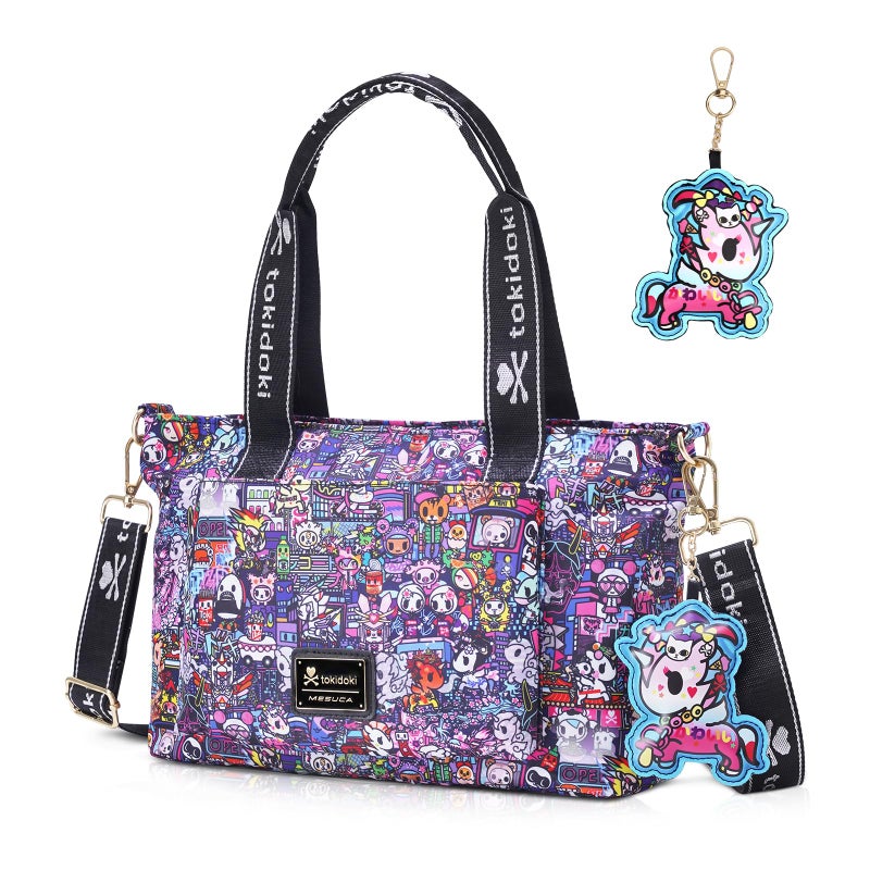 Tokidoki Tote Bag for Women Large Capacity Shoulder Bag with Strap Hobo Tote Handbag for Travel Work (Midnight Metropolis) - Image 1