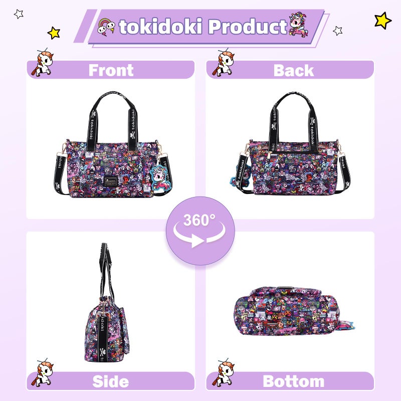 Tokidoki Tote Bag for Women Large Capacity Shoulder Bag with Strap Hobo Tote Handbag for Travel Work (Midnight Metropolis) - Image 5