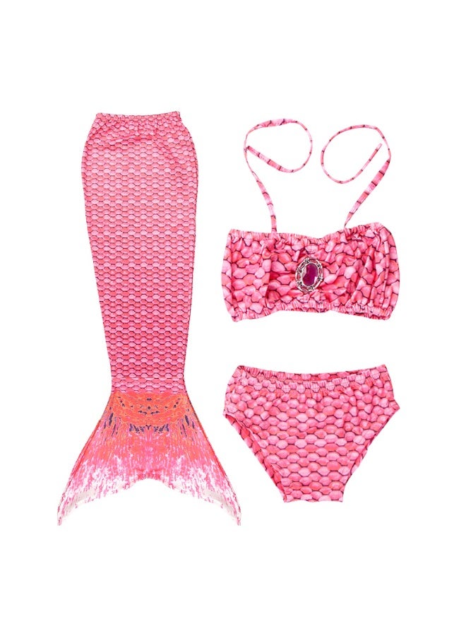 NIBEMINENT Children's mermaid swimsuit tail, children's bikini set, girls' baby swimming clothes, and flippers can be worn - Image 1