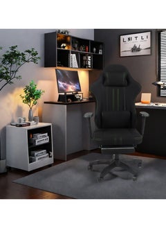 ACPLAY Fabric Gaming Chair with Footrest, Ergonomic High-Back Design, Adjustable Recline, Breathable & Durable Material, Lumbar Support for Adults, Black  - Image 3
