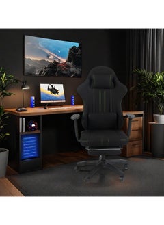 ACPLAY Fabric Gaming Chair with Footrest, Ergonomic High-Back Design, Adjustable Recline, Breathable & Durable Material, Lumbar Support for Adults, Black  - Image 4