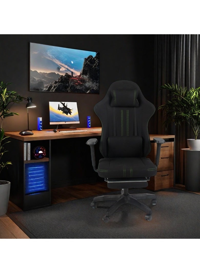 ACPLAY Fabric Gaming Chair with Footrest, Ergonomic High-Back Design, Adjustable Recline, Breathable & Durable Material, Lumbar Support for Adults, Black  - Image 4