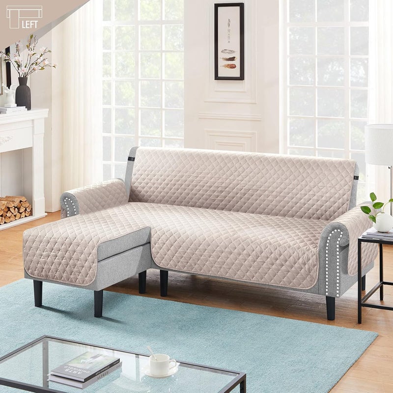 TAOCOCO Couch Slipcover L Shape Sofa Cover Sectional Couch Chaise Lounge Cover Reversible Sofa Cover Furniture Protector Cover for Home Dcor Beige Small - Image 2