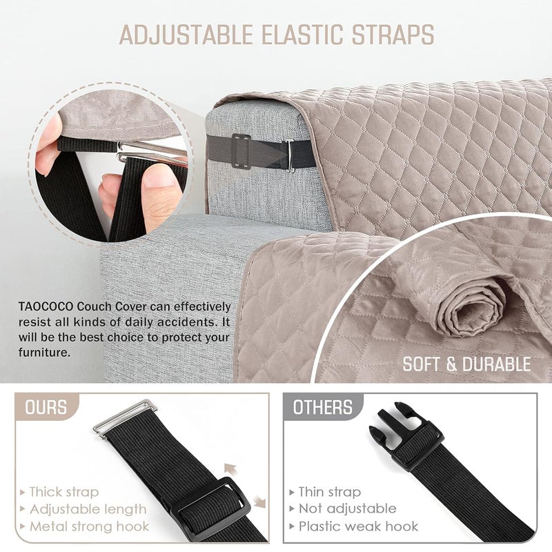 TAOCOCO Couch Slipcover L Shape Sofa Cover Sectional Couch Chaise Lounge Cover Reversible Sofa Cover Furniture Protector Cover for Home Dcor Beige Small - Image 5