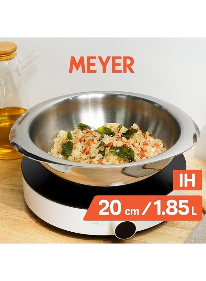 ماير طقم أواني طهي من قطعتين من الستانلس ستيل ثلاثي الطبقات (Triply) من Meyer Trivantage - يتضمن طنجرة وغطاءً زجاجياً، مقاس 20 سم - Image 2