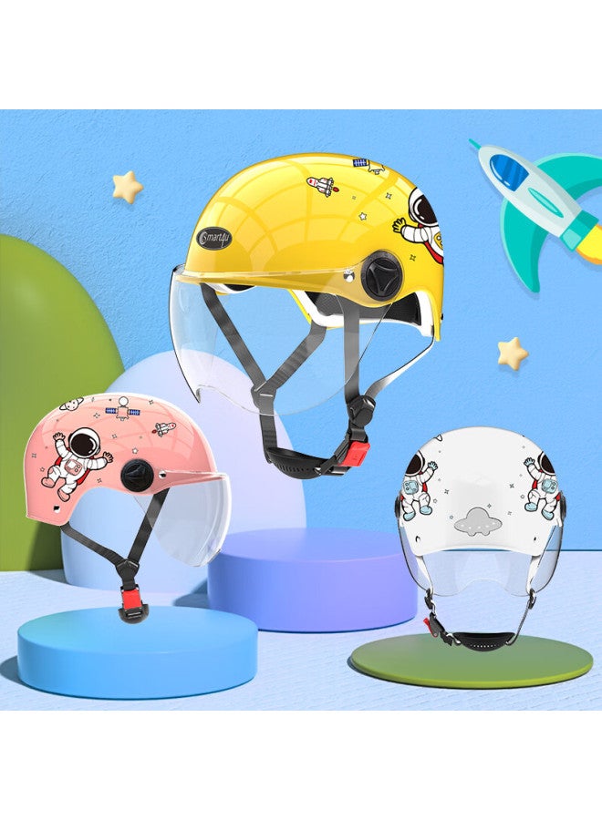 Smart4u Children's Helmet 3c Certified All-season Universal Electric Vehicle Motorcycle Cartoon Safety Helmet Windproof Breathable Boys Girls Kh1 Starship Pink - Image 3