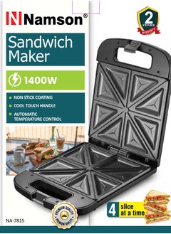 NAMSON Namson Sandwich Maker - Non Stick Coating, Cool Touch Handle, Automatic Temperature Control | 4-Slice, Easy Cleaning | 1400W Power  - Image 3