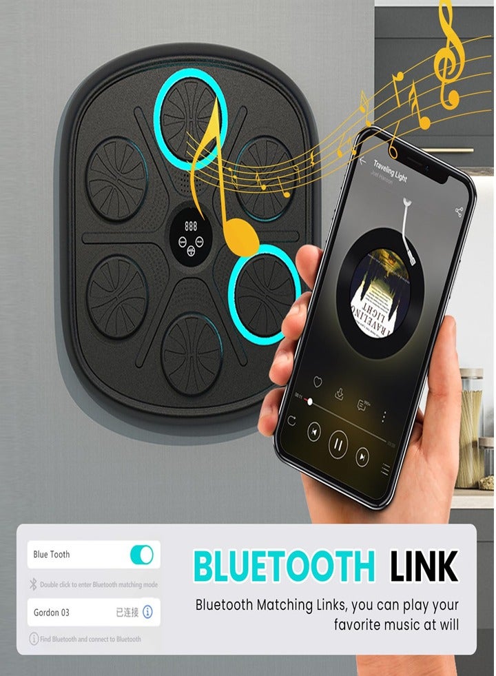 2024 نموذج جديد لآلة الملاكمة الموسيقية الذكية للبالغين والأطفال، آلة تدريب بلوتوث مع مصباح LED إلكتروني مثبت على الحائط، معدات تمرين داخلية منزلية مع قفازات ملاكمة ممتازة - Image 3