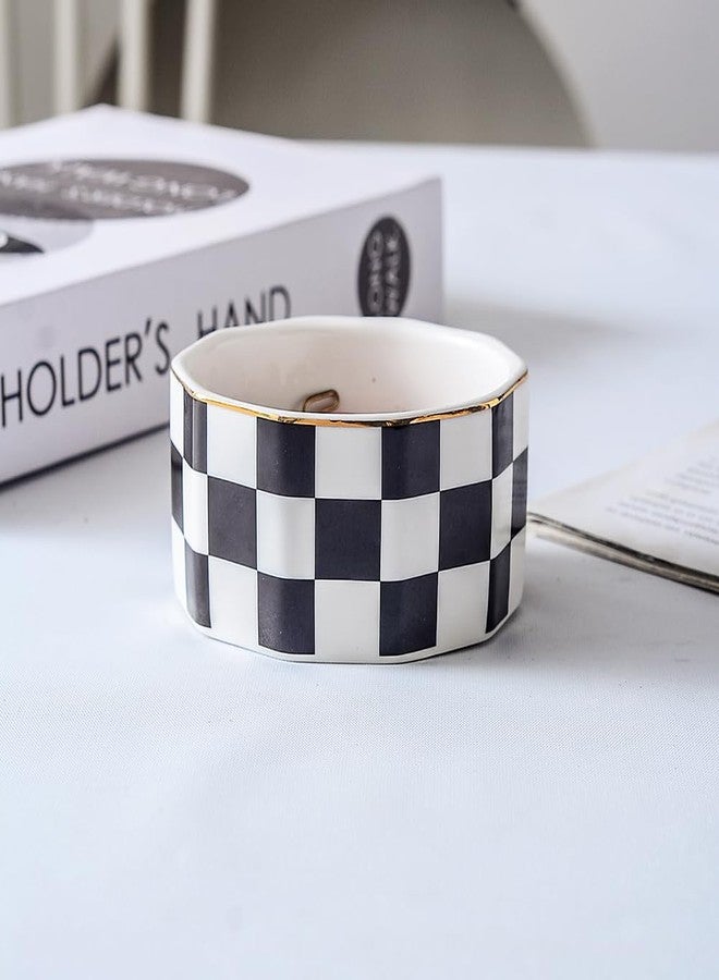 YOSCO Paper Clip Holder Ceramic Checkered Paper Clip Dispenser for Desk Paper Clip Organizer Office Binder Clip Holder (Black-01) - Image 5